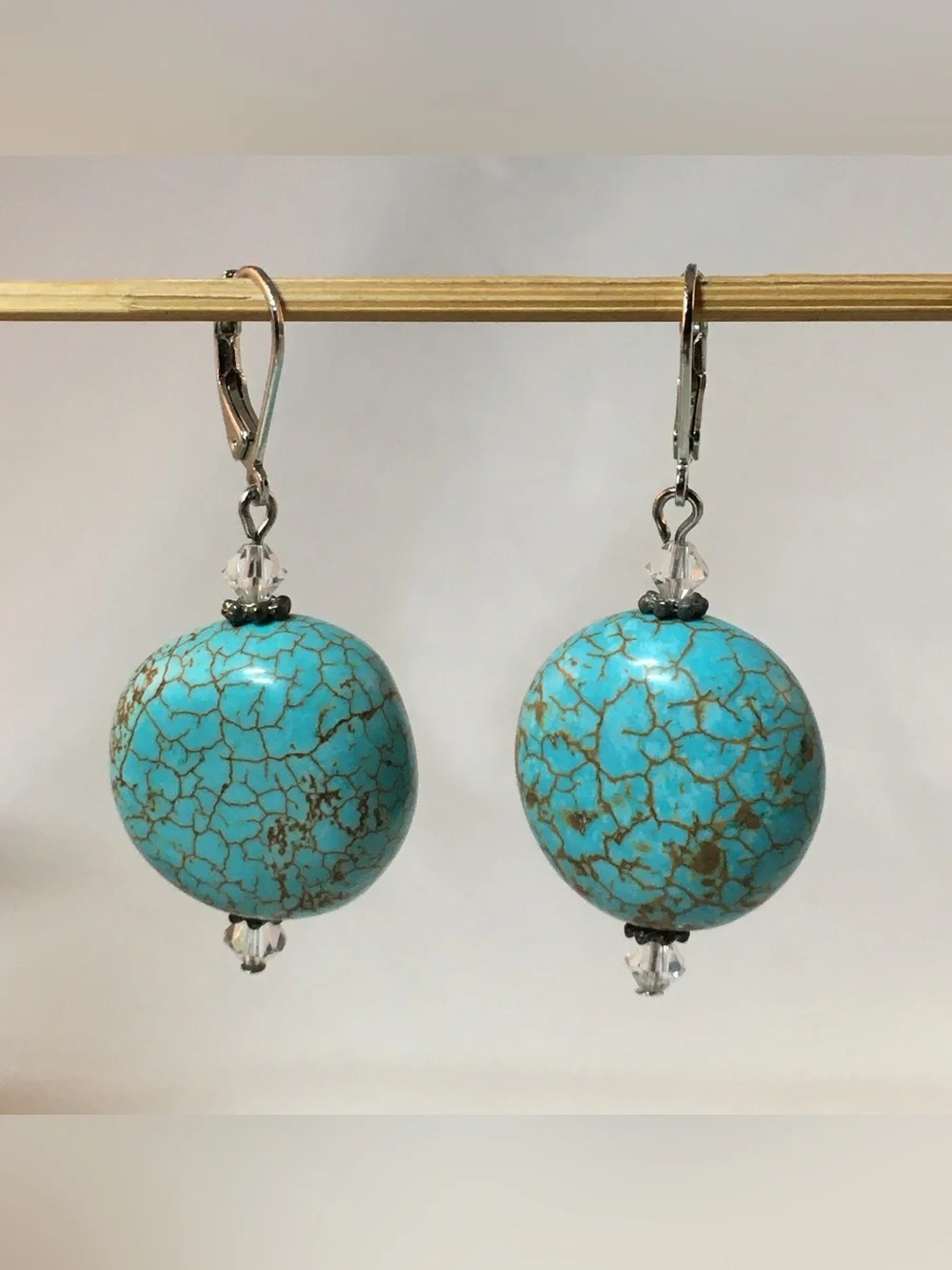 Turquoise Crackle Stone Drop Earrings